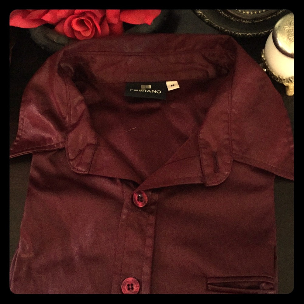 Wine/Burgundy Button-Down Shirt by Positano